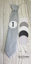 Load image into Gallery viewer, Gray White Dot Milestone Tie Set